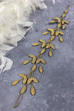 الجملة لون العسل ورقة متفرعة Yena تصميم الزفاف تاج الشعر التبعي