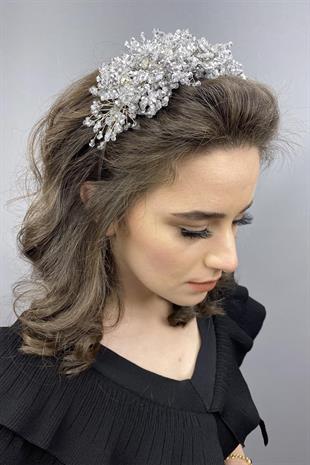 Wholesale Bellatrix Silver Gray Crystal Stone Bridal and Henna Crown