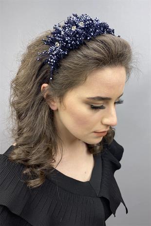 Wholesale Bellatrix Navy Blue Crystal Stone Bridal and Henna Crown