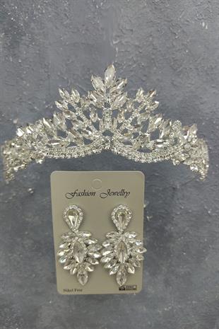 Wholesale Berlin Model Bridal Crown and Drop Stone Earrings