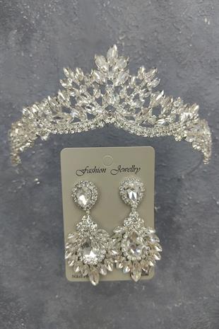 Wholesale Berlin Model Bridal Crown and Drop Shuttle Stone Earrings