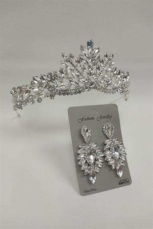 Wholesale Berlin Model Bridal Crown and Drop Stone Earrings