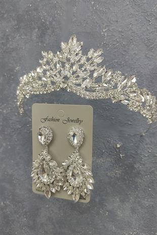 Wholesale Berlin Model Bridal Crown and Drop Shuttle Stone Earrings