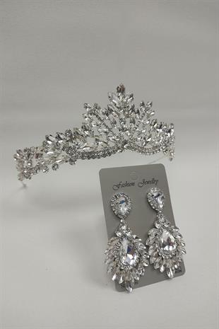 Wholesale Berlin Model Bridal Crown and Drop Shuttle Stone Earrings