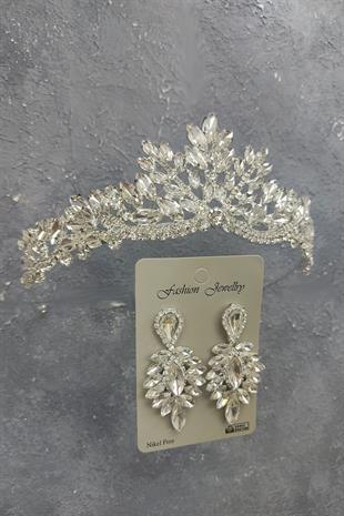 Wholesale Berlin Model Bridal Crown and Drop Stone Earrings
