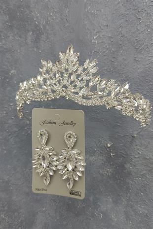 Wholesale Berlin Model Bridal Crown and Drop Stone Earrings