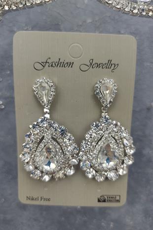 Wholesale Berlin Model Bridal Crown and Shuttle Stone Earrings