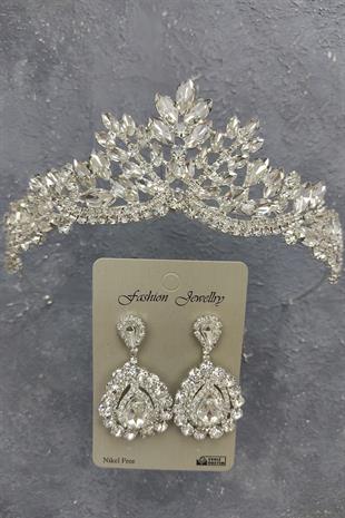 Wholesale Berlin Model Bridal Crown and Shuttle Stone Earrings