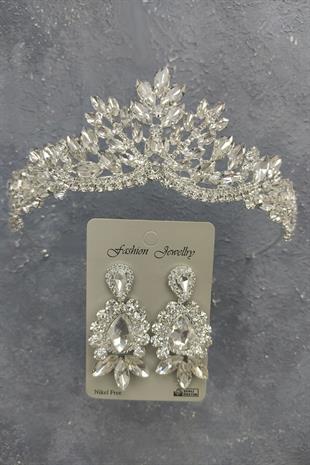 Wholesale Berlin Model Bridal Crown and Shuttle Drop Stone Earrings