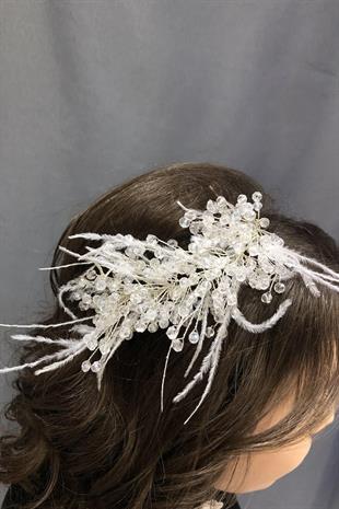 الجملة الأقراط الريشة الكريستال الأبيض واكسسوارات الشعر