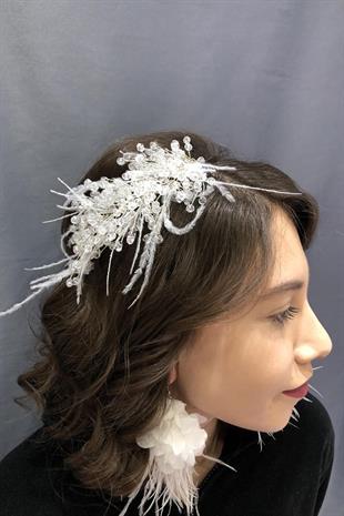 الجملة الأقراط الريشة الكريستال الأبيض واكسسوارات الشعر