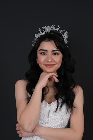 الجملة الأبيض مينيل تصميم مخصص الأزهار الزفاف الحناء تاج