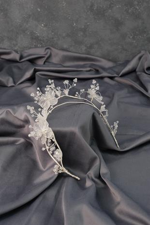 الجملة الأبيض مينيل تصميم مخصص الأزهار الزفاف الحناء تاج