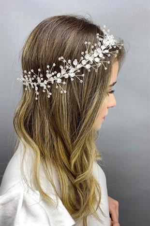 Wholesale White Enameled Spring Branch Hair Accessory
