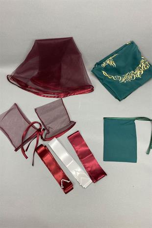 الجملة الدانتيل الزفاف الحجاب المطرزة العريس الحجاب والمجوهرات الشريط مجموعة