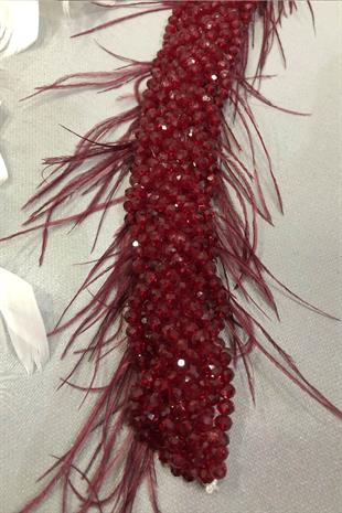 الجملة عمامة ريشة كريستال بورجوندي برلين وإكسسوارات الشعر