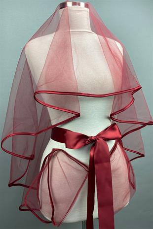 الجملة الأنابيب بورجوندي الحجاب الزفاف الحناء الحجاب الوجه