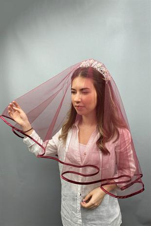 الجملة الحجاب الزفاف بورجوندي الأنابيب غطاء الوجه