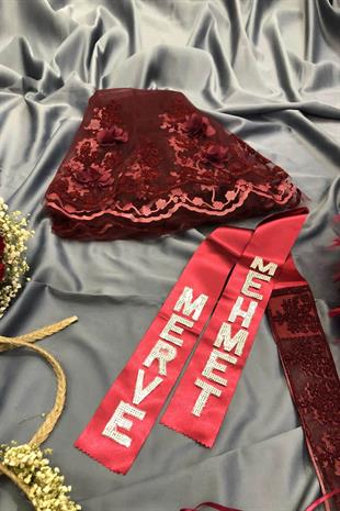 الجملة بورجوندي باقة و الحناء مجموعة مجموعة