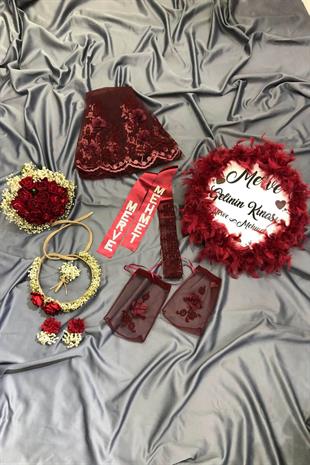 الجملة بورجوندي باقة و الحناء مجموعة مجموعة