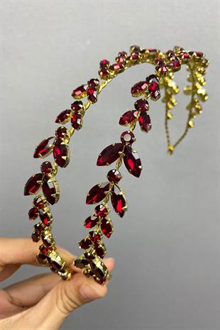 الجملة بورجوندي الذهب ألفا الحناء تاج الزفاف