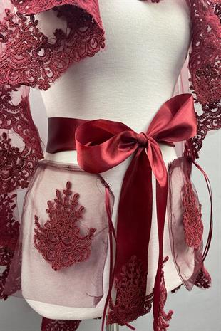 الجملة بورجوندي هيرا الزفاف الحناء الحجاب غطاء الوجه