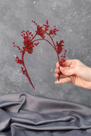 الجملة بورجوندي مينيل تصميم مخصص الأزهار الزفاف الحناء تاج