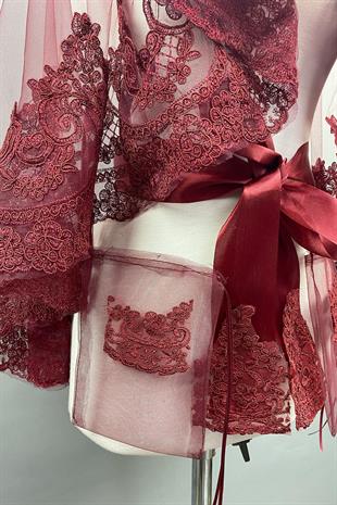 الجملة بورجوندي سلطان نموذج الزفاف الحناء الحجاب غطاء الوجه