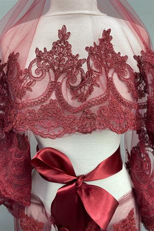 الجملة بورجوندي سلطان نموذج الزفاف الحناء الحجاب غطاء الوجه