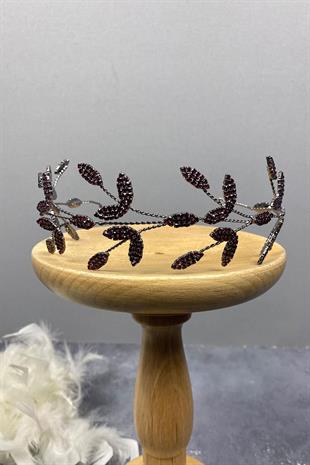 الجملة ورقة بورجوندي متفرعة Yena تصميم الزفاف تاج الشعر التبعي