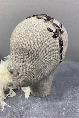 الجملة ورقة بورجوندي متفرعة Yena تصميم الزفاف تاج الشعر التبعي