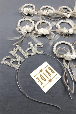 الجملة تاج العروس والخوص مجموعة سوار العروسة الزهور