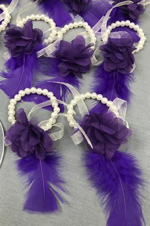 الجملة تاج العروس ومجموعة سوار وصيفة الشرف زهرة الأرجواني