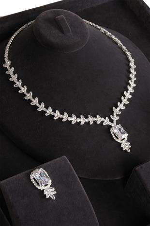 Wholesale Large Zircon Stone Necklace Earring and Bracelet Set