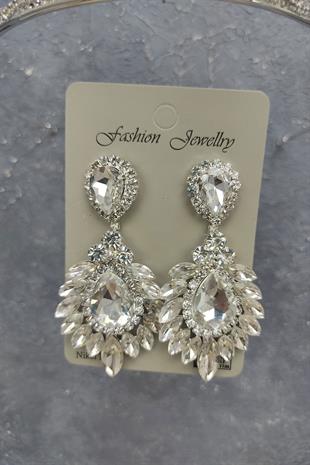 Wholesale Canis Model Bridal Crown and Drop Shuttle Stone Earrings
