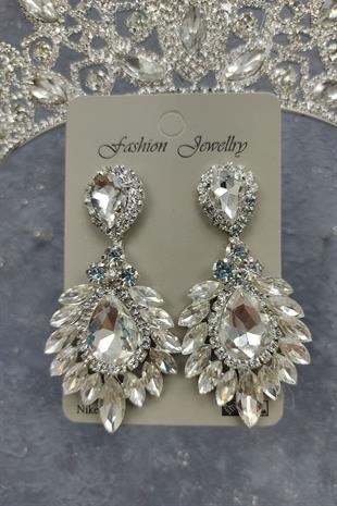 Wholesale Heaven Model Bridal Crown and Drop Shuttle Stone Earrings