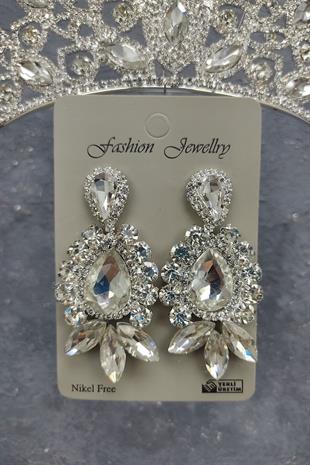 Wholesale Paradise Model Bridal Crown and Shuttle Drop Stone Earrings