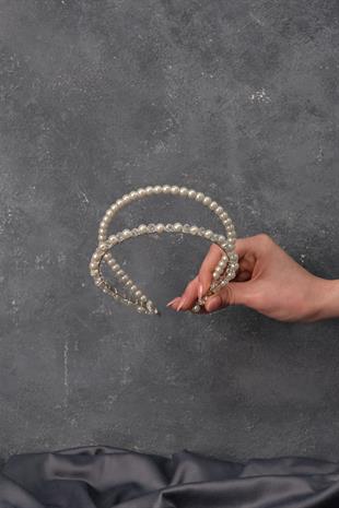 الجملة صف مزدوج لؤلؤة مطرز الشعر التبعي الزفاف