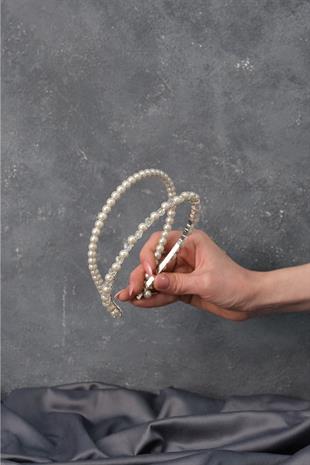 الجملة صف مزدوج لؤلؤة مطرز الشعر التبعي الزفاف