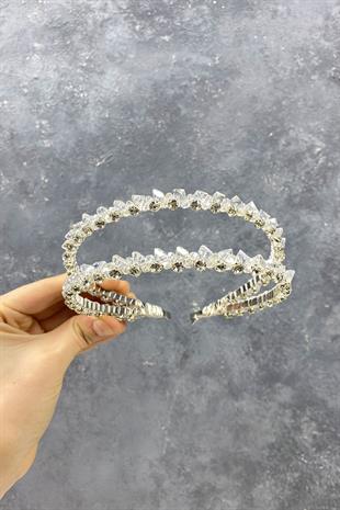 الجملة صف مزدوج قطع كريستال الشعر التبعي تاج الزفاف