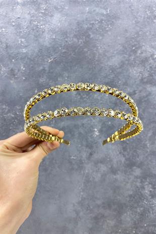 الجملة صف مزدوج لامعة حجر الشعر التبعي تاج الزفاف