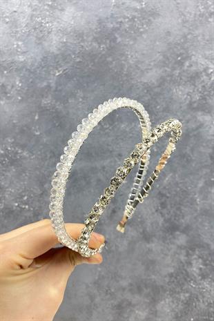 الجملة حجر صف مزدوج كريستال الشعر التبعي تاج الزفاف