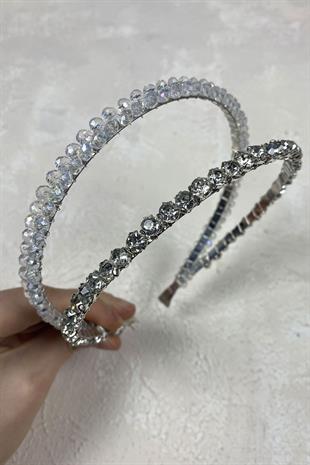 الجملة حجر صف مزدوج كريستال الشعر التبعي تاج الزفاف