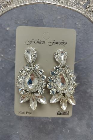 Wholesale Dilruba Model Bridal Crown and Shuttle Drop Stone Earrings