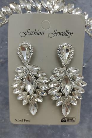 Wholesale Ece Model Bridal Crown and Drop Stone Earrings