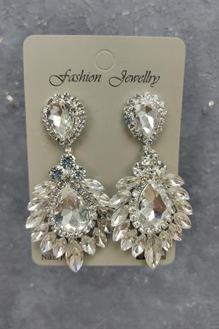 Wholesale Ela Model Bridal Crown and Drop Shuttle Stone Earrings