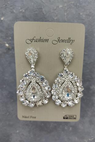 Wholesale Ela Model Bridal Crown and Shuttle Stone Earrings