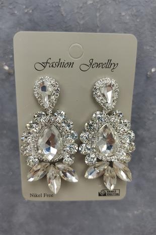 Wholesale Ela Model Bridal Crown and Shuttle Drop Stone Earrings