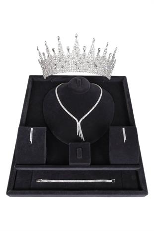 Wholesale Gatria Bridal Crown and Zircon Necklace Jewelry Set