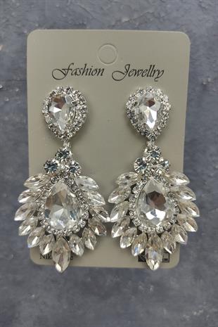Wholesale Gatria Model Bridal Crown and Drop Shuttle Stone Earrings